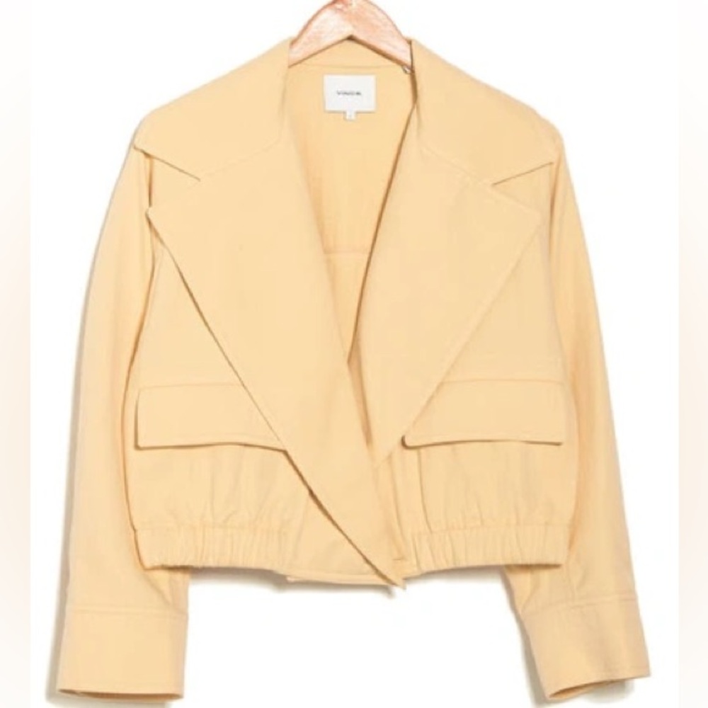 Vince Pale Peach Cropped Cotton Blazer Size L